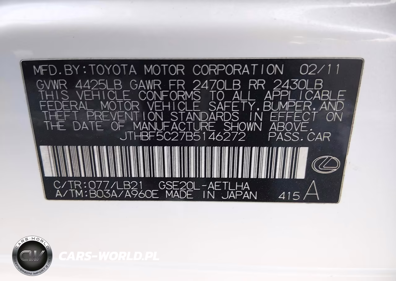 2011 Lexus Is 250 VIN:JTHBF5C27B5146272 - 9