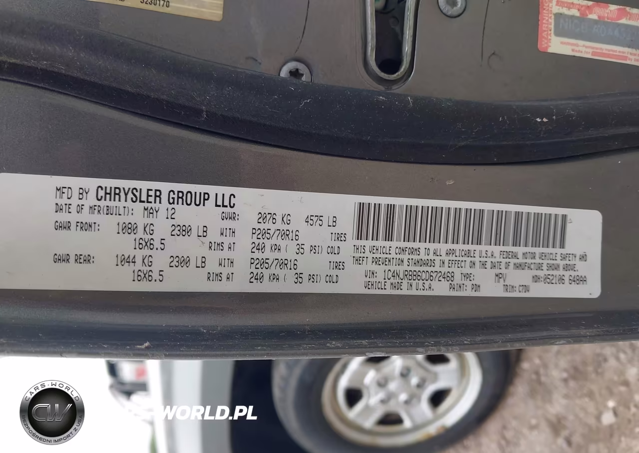 2012 Jeep Patriot Sport VIN:1C4NJRBB6CD672468 - 9