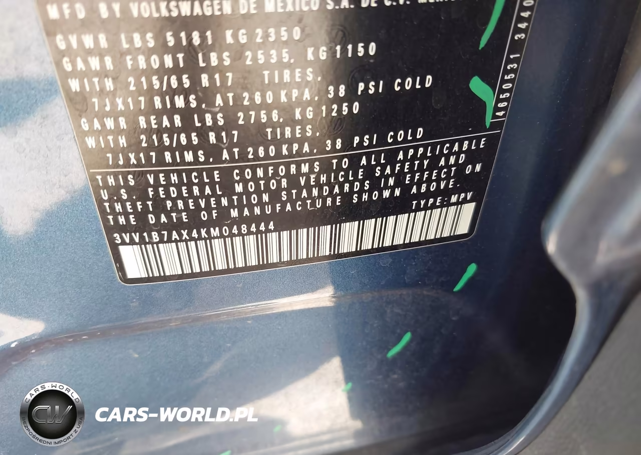 2019 Volkswagen Tiguan 2.0T S VIN:3VV1B7AX4KM048444 - 9