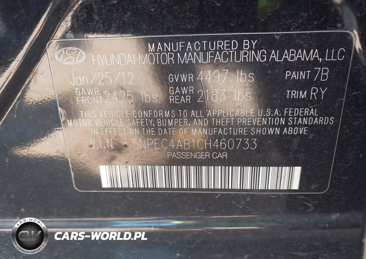 2012 Hyundai Sonata Se 2.0T VIN:5NPEC4AB1CH460733 - 9