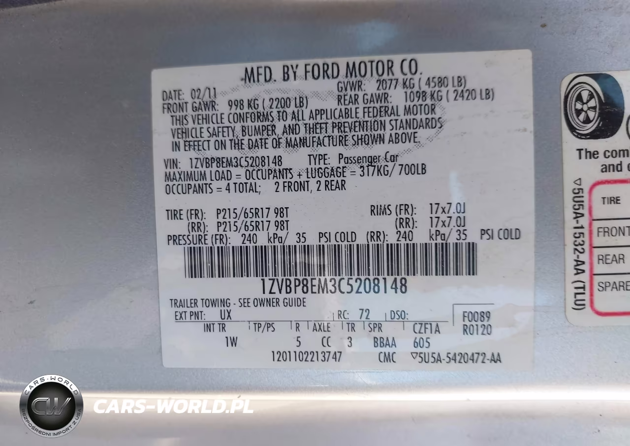 2012 Ford Mustang V6 VIN:1ZVBP8EM3C5208148 - 9