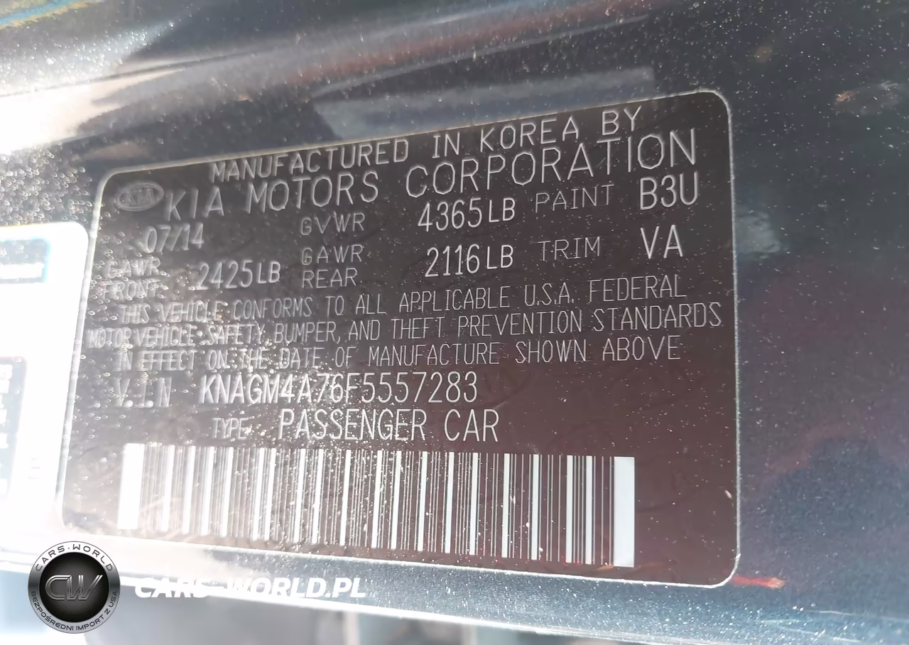 2015 Kia Optima Lx VIN:KNAGM4A76F5557283 - 9