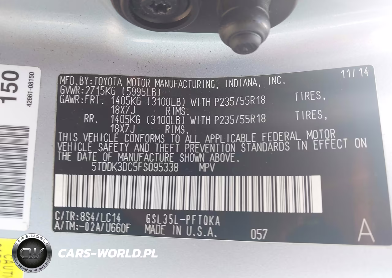 TOYOTA SIENNA XLE VIN:5TDDK3DC5FS095338 - 9