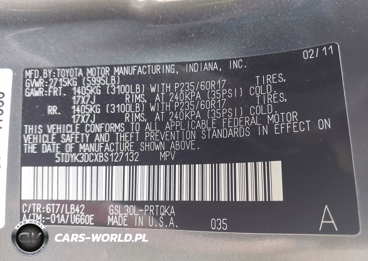 2011 Toyota Sienna Xle V6 VIN:5TDYK3DCXBS127132 - 9
