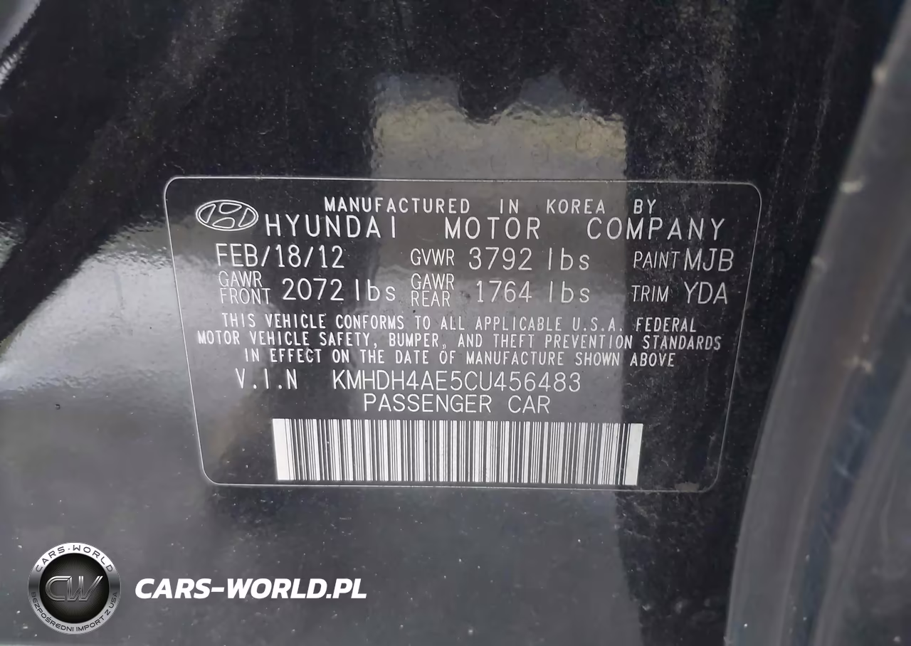 2012 Hyundai Elantra Gls (Ulsan Plant) VIN:KMHDH4AE5CU456483 - 9