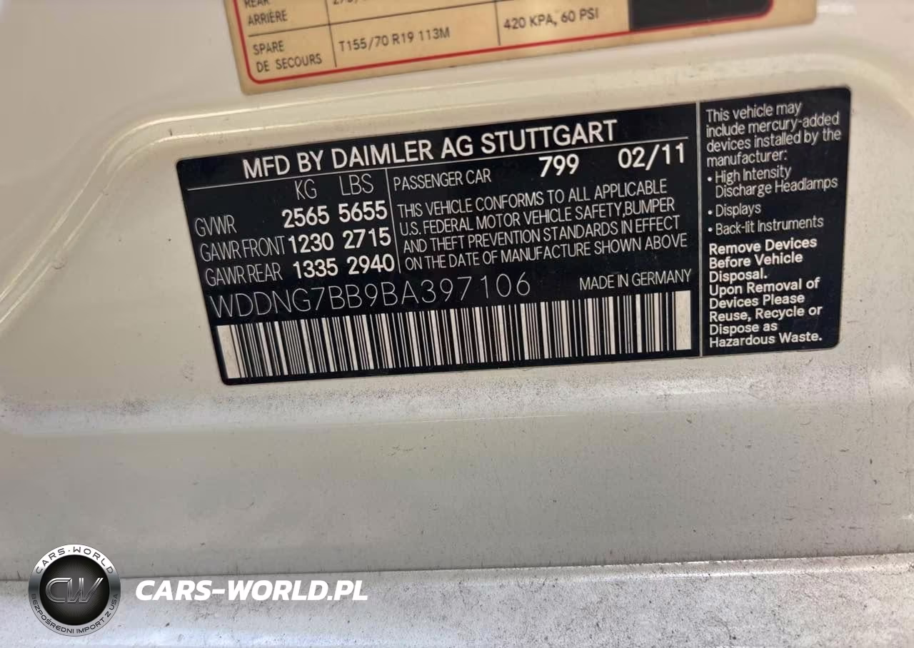 2011 Mercedes-Benz S 550 VIN:WDDNG7BB9BA397106 - 9