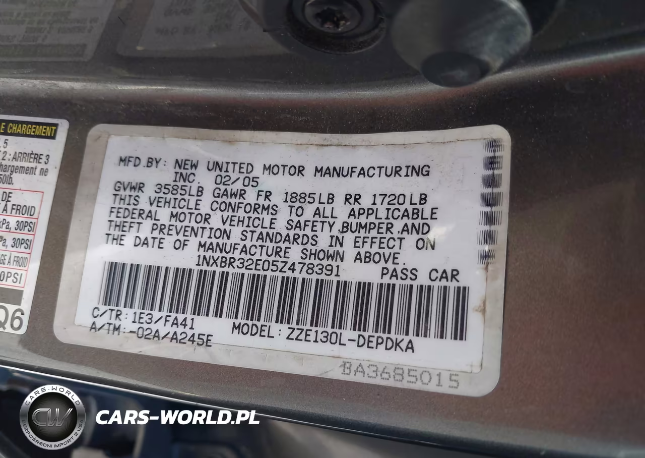 2005 Toyota Corolla Ce VIN:1NXBR32E05Z478391 - 9