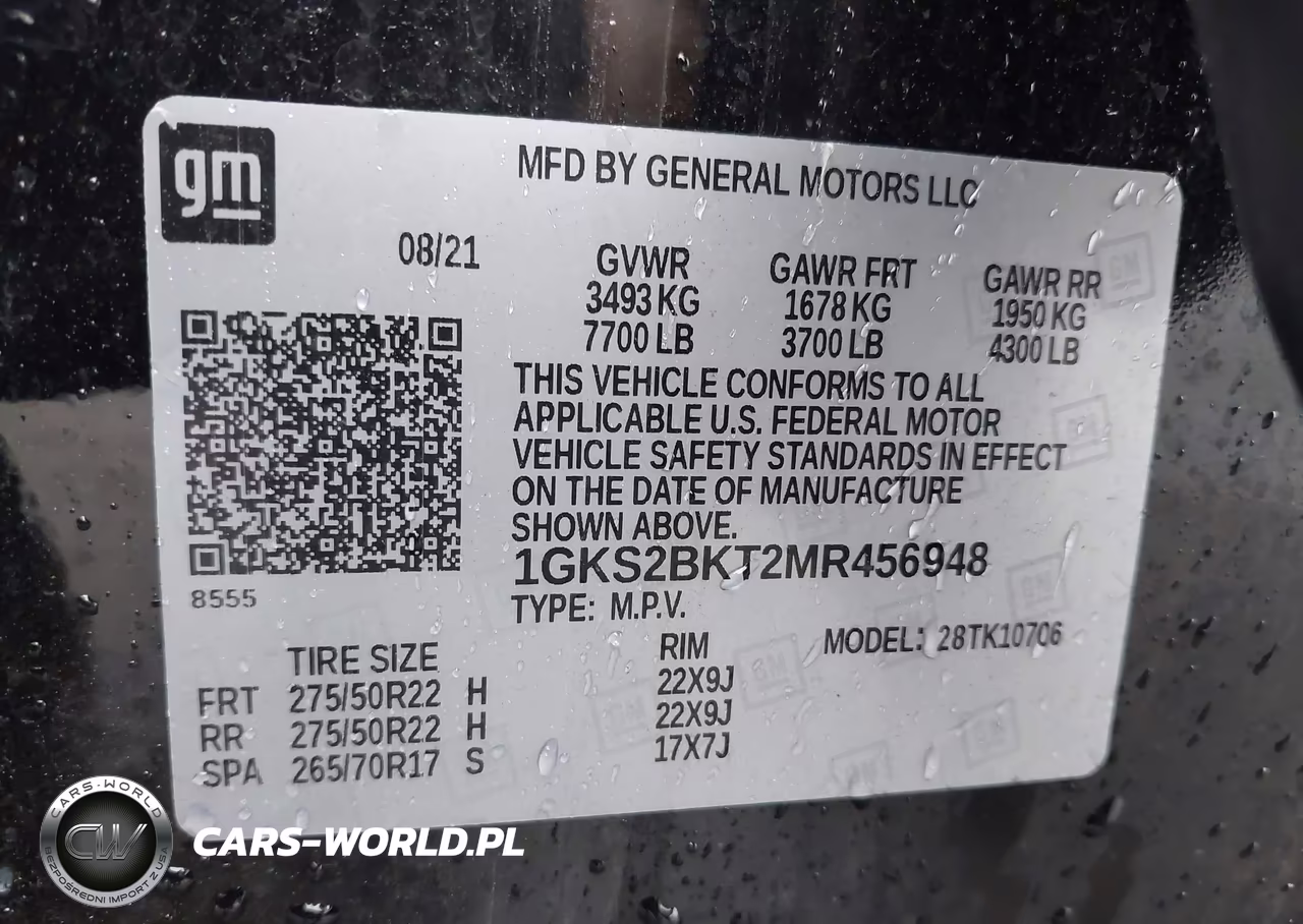 2021 GMC Yukon 4Wd Slt VIN:1GKS2BKT2MR456948 - 9