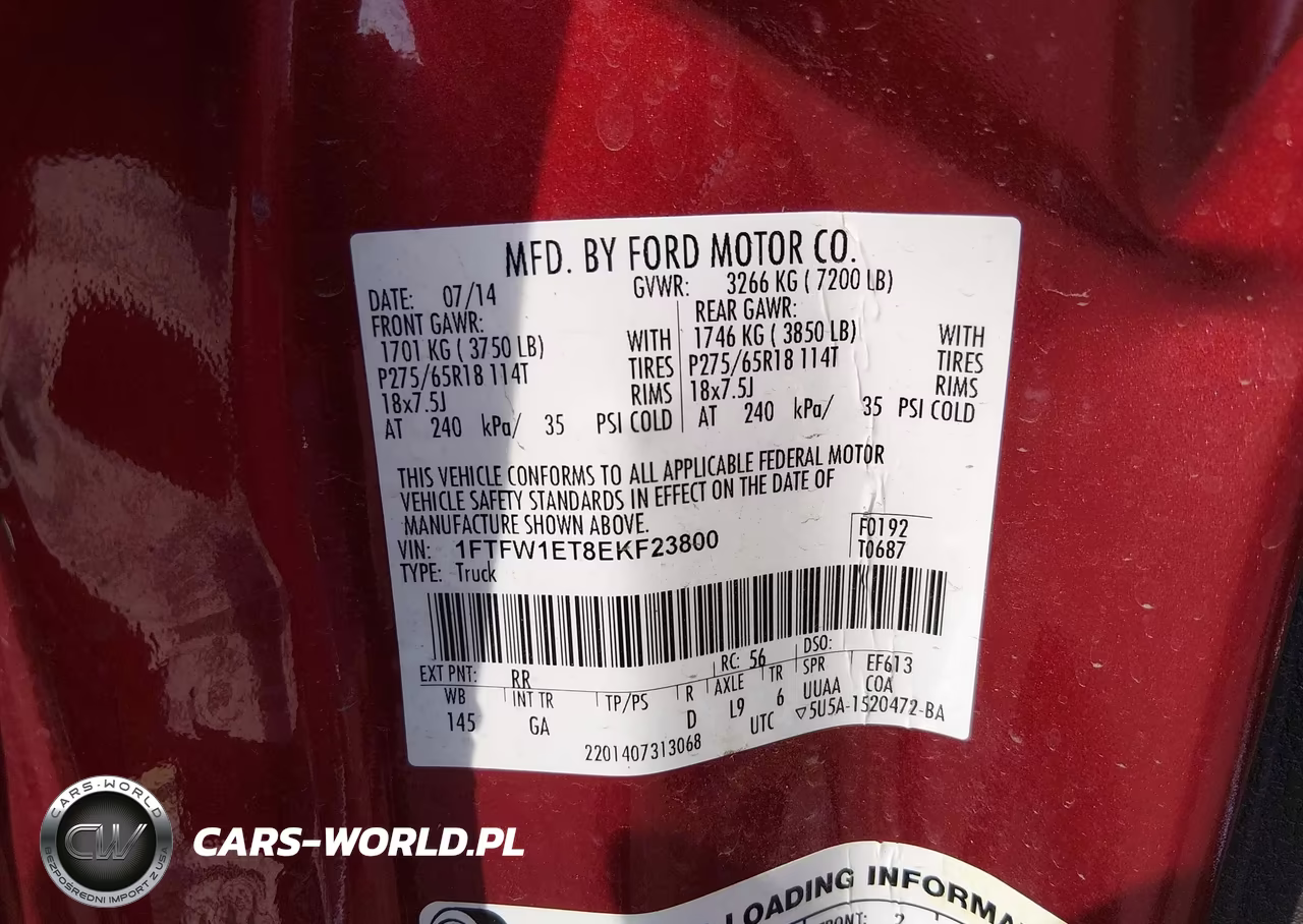2014 Ford F-150 Xlt VIN:1FTFW1ET8EKF23800 - 9