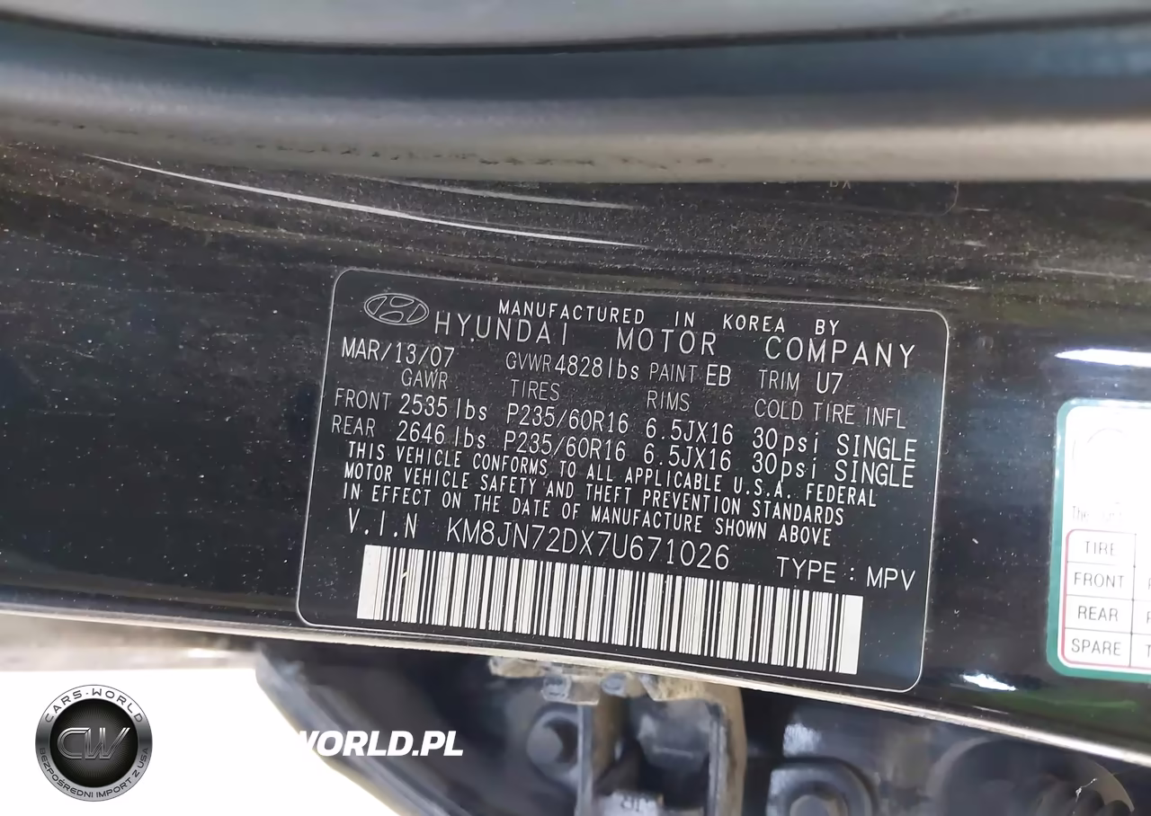 2007 Hyundai Tucson Limited-Se VIN:KM8JN72DX7U671026 - 9