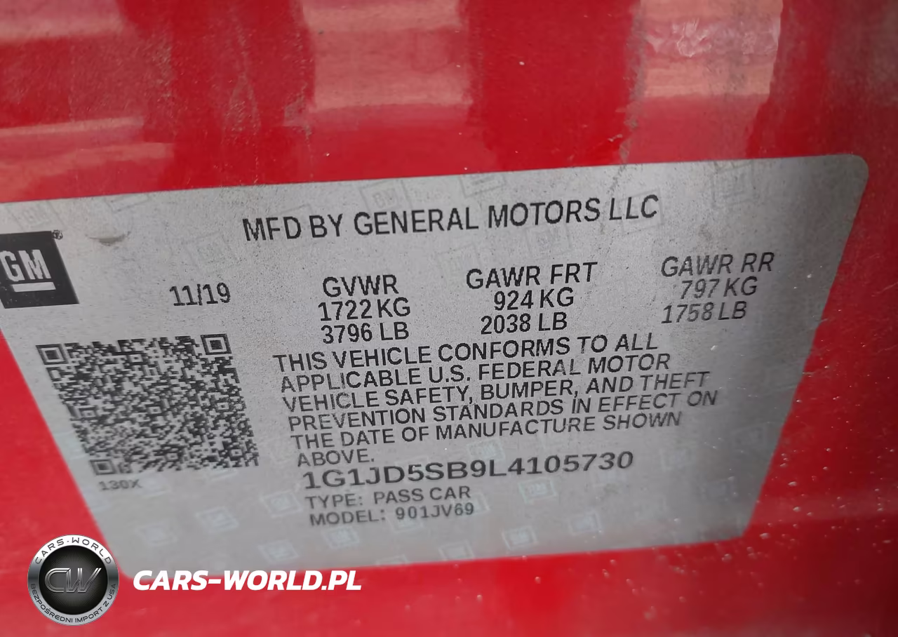 2020 Chevrolet Sonic Fwd Lt VIN:1G1JD5SB9L4105730 - 9