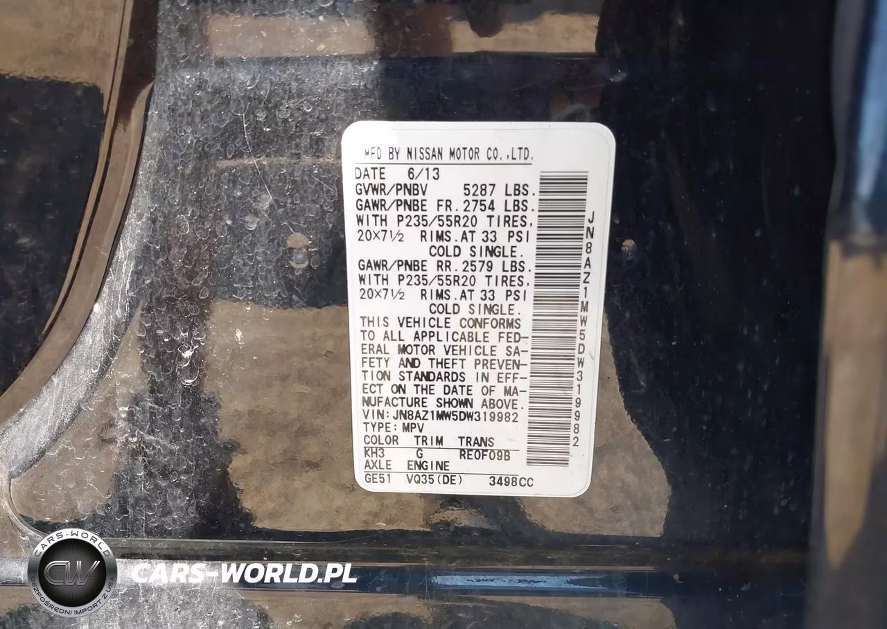 2013 Nissan Murano Le VIN:JN8AZ1MW5DW319982 - 9