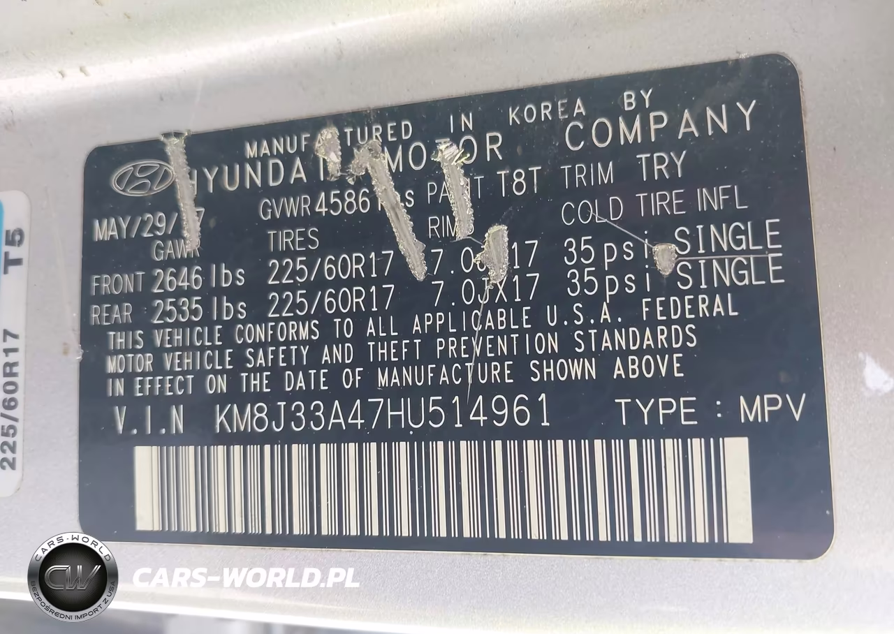 2017 Hyundai Tucson Se Plus VIN:KM8J33A47HU514961 - 9