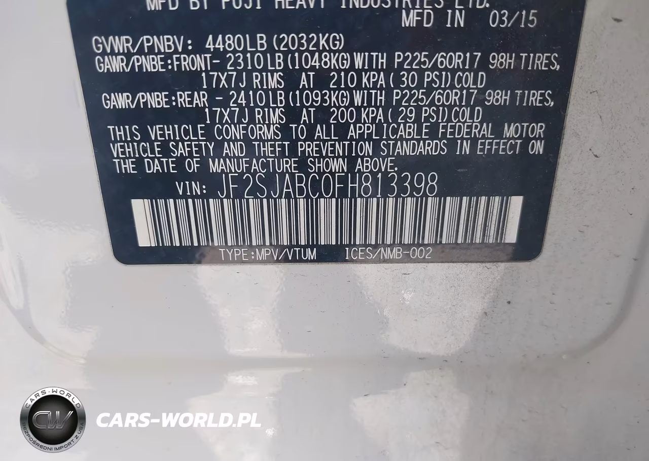 2015 Subaru Forester 2.5I VIN:JF2SJABC0FH813398 - 9