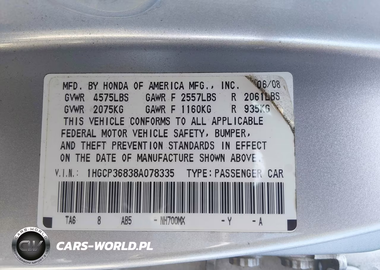 2008 Honda Accord 3.5 Ex-L VIN:1HGCP36838A078335 - 9