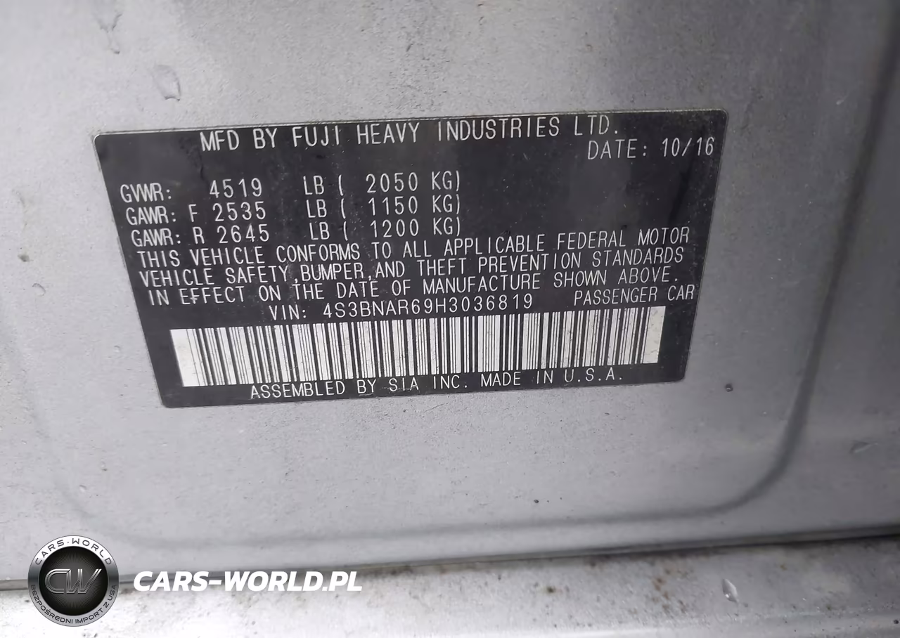 2017 Subaru Legacy 2.5I Sport VIN:4S3BNAR69H3036819 - 9