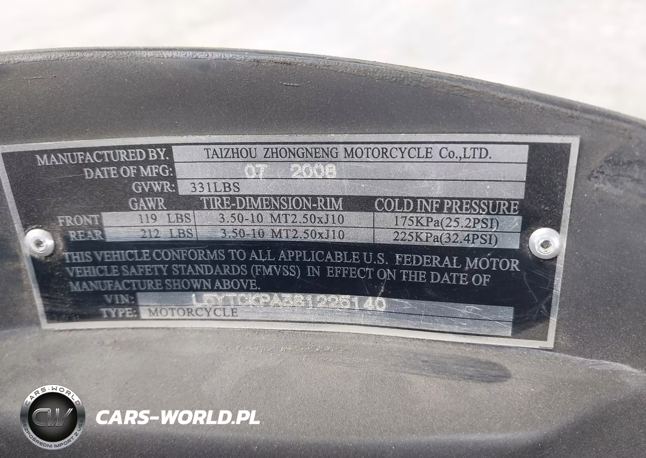 2008 Znen Scooter VIN:L5YTCKPA381225140 - 10