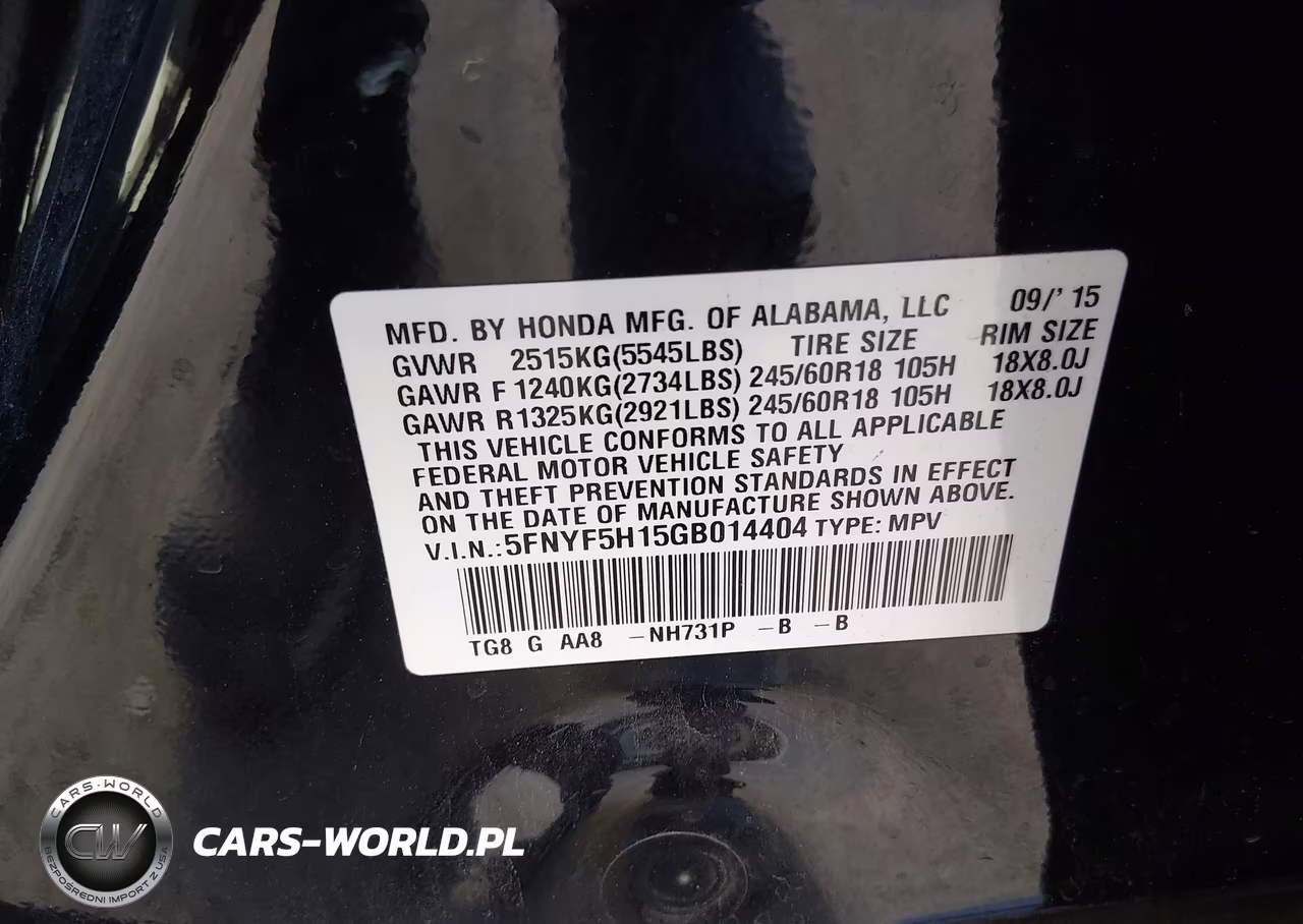2016 Honda Pilot Lx VIN:5FNYF5H15GB014404 - 9