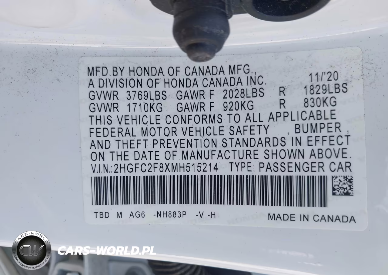 2021 Honda Civic Sport VIN:2HGFC2F8XMH515214 - 9