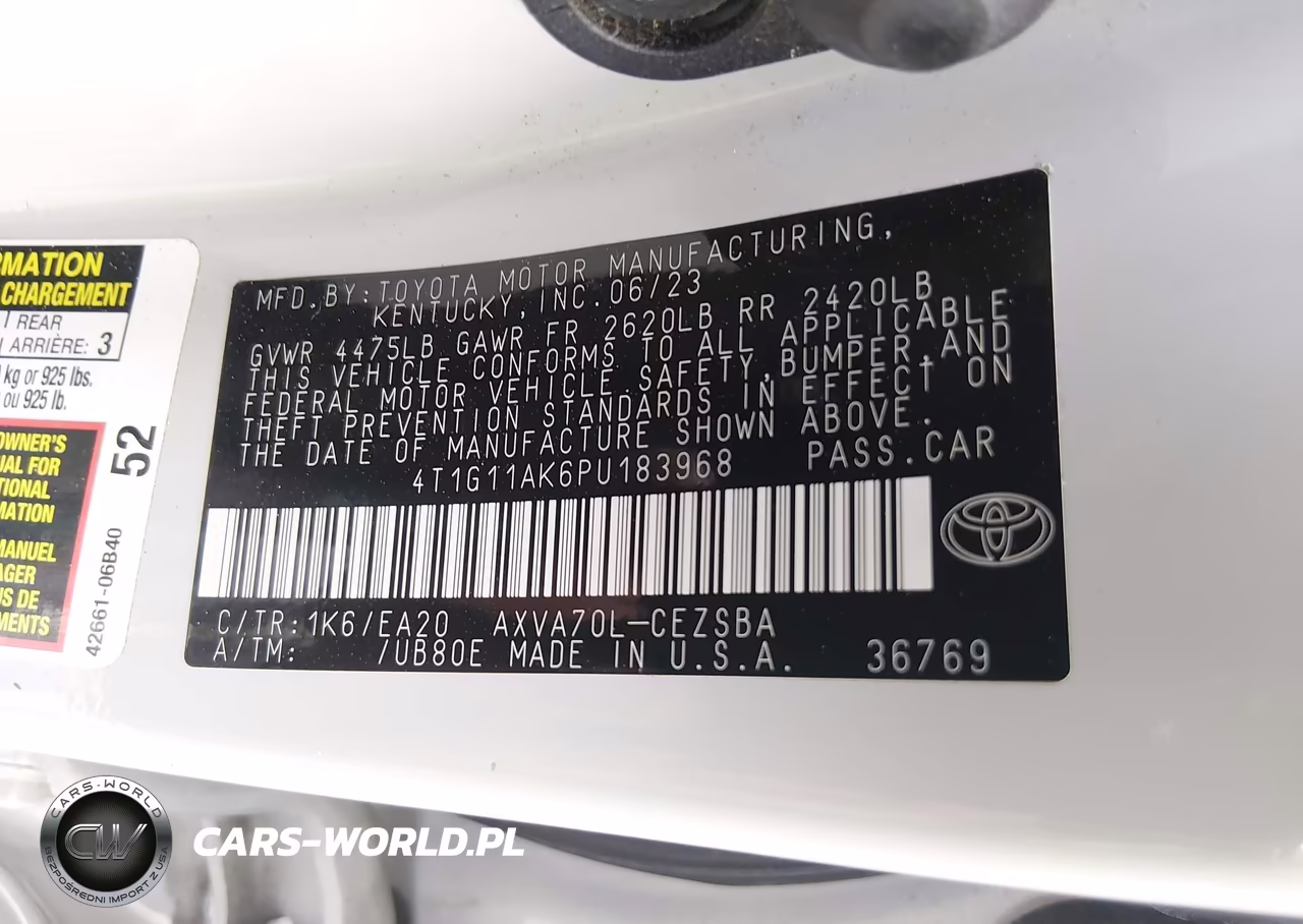 2023 Toyota Camry Se VIN:4T1G11AK6PU183968 - 9