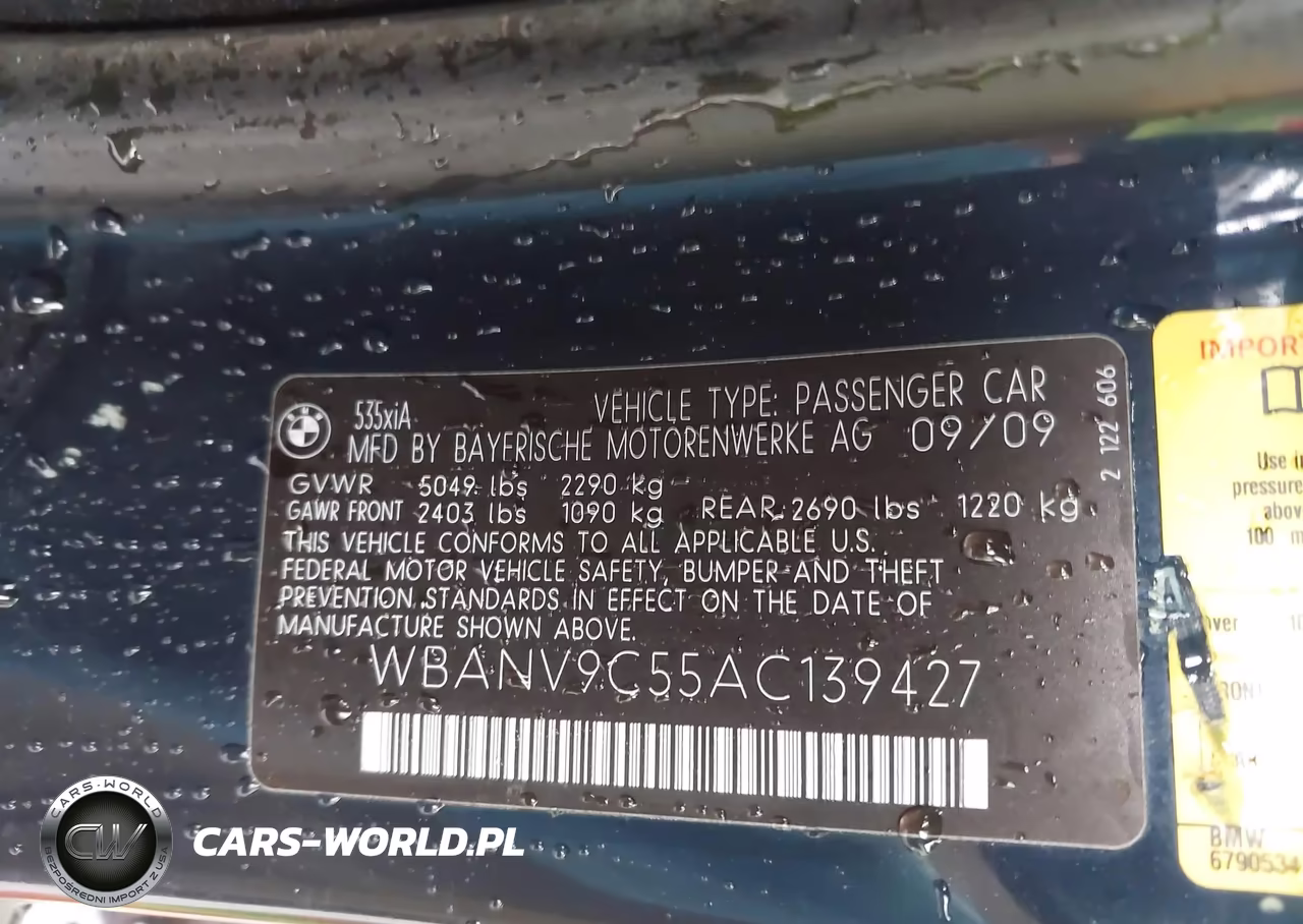2010 BMW 535I xDrive VIN:WBANV9C55AC139427 - 9