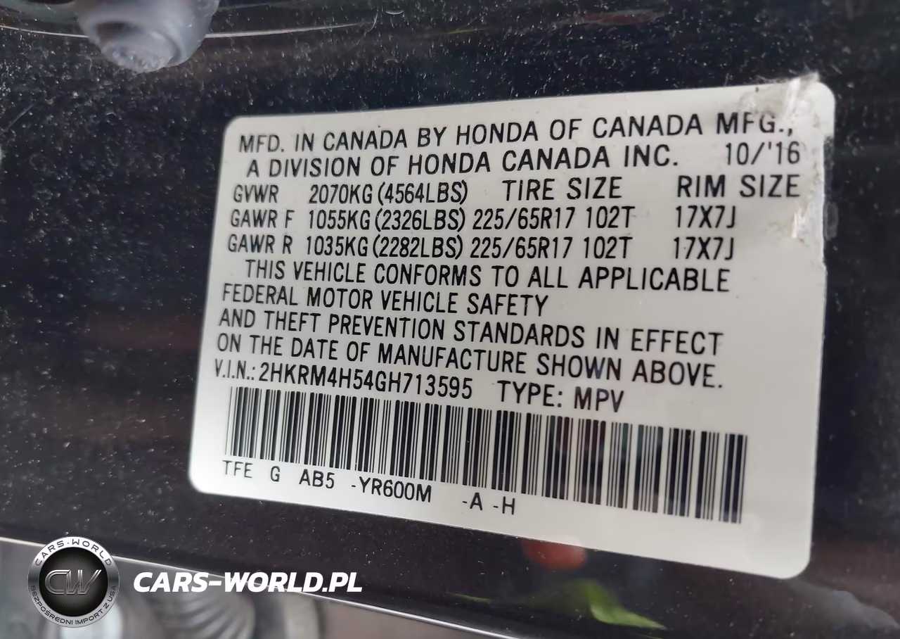 2016 Honda Cr-V Ex VIN:2HKRM4H54GH713595 - 9