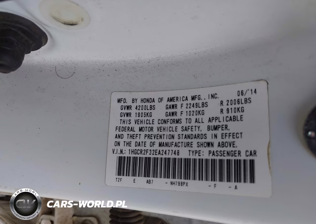 2014 Honda Accord Lx VIN:1HGCR2F32EA247748 - 9