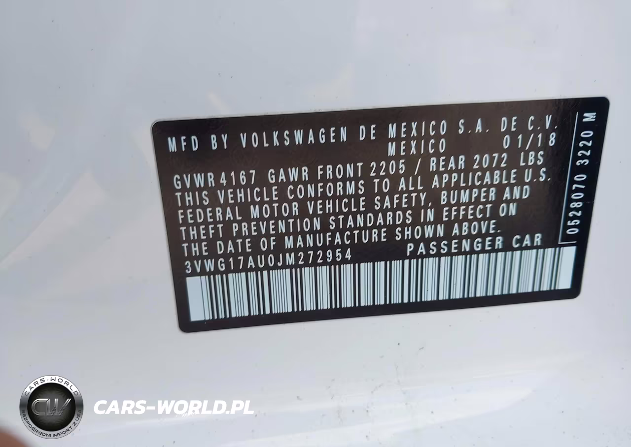 2018 Volkswagen Golf Tsi S-Tsi Se VIN:3VWG17AU0JM272954 - 9