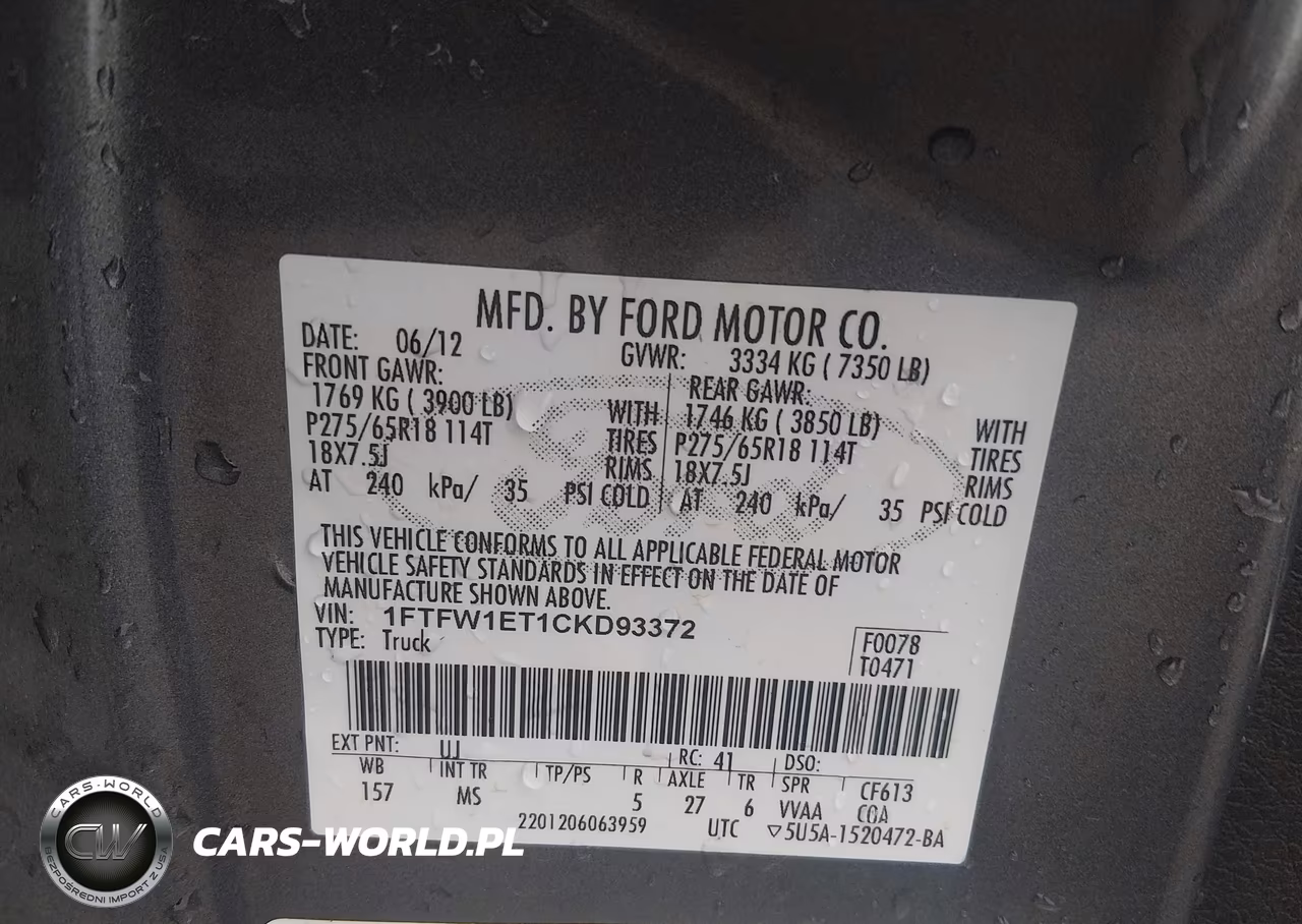 2012 Ford F-150 Xlt VIN:1FTFW1ET1CKD93372 - 9