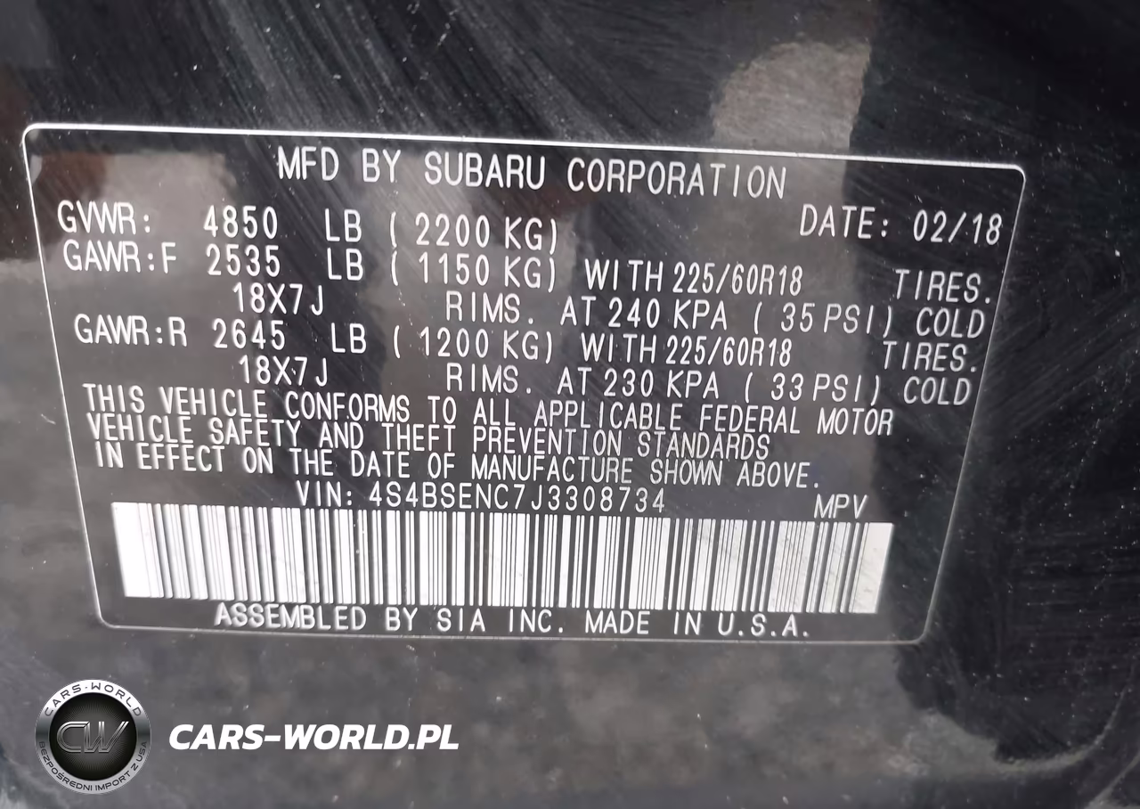 2018 Subaru Outback 3.6R Limited VIN:4S4BSENC7J3308734 - 9