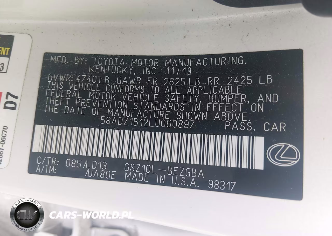 2020 Lexus Es 350 VIN:58ADZ1B12LU060897 - 9
