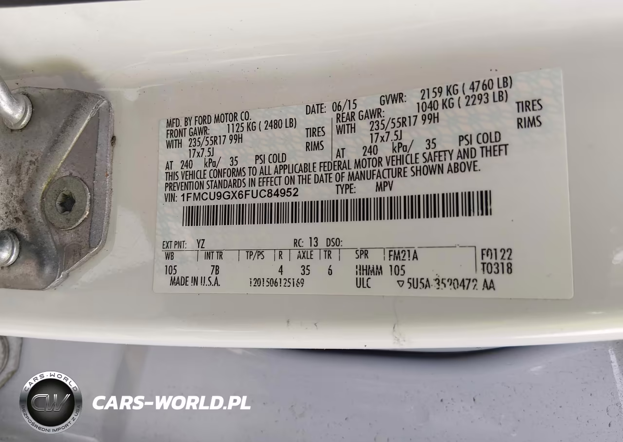 2015 Ford Escape Se VIN:1FMCU9GX6FUC84952 - 9