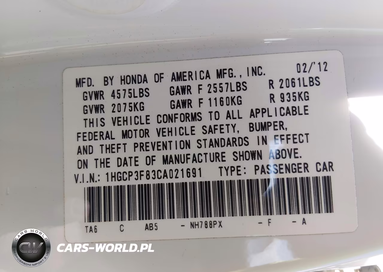 2012 Honda Accord 3.5 Ex-L VIN:1HGCP3F83CA021691 - 9
