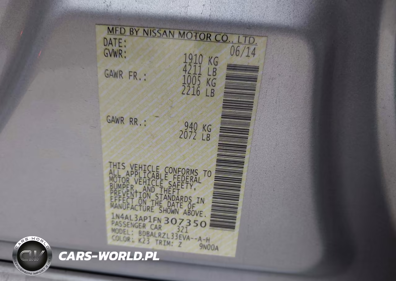 2015 Nissan Altima 2.5 Sl VIN:1N4AL3AP1FN307350 - 9