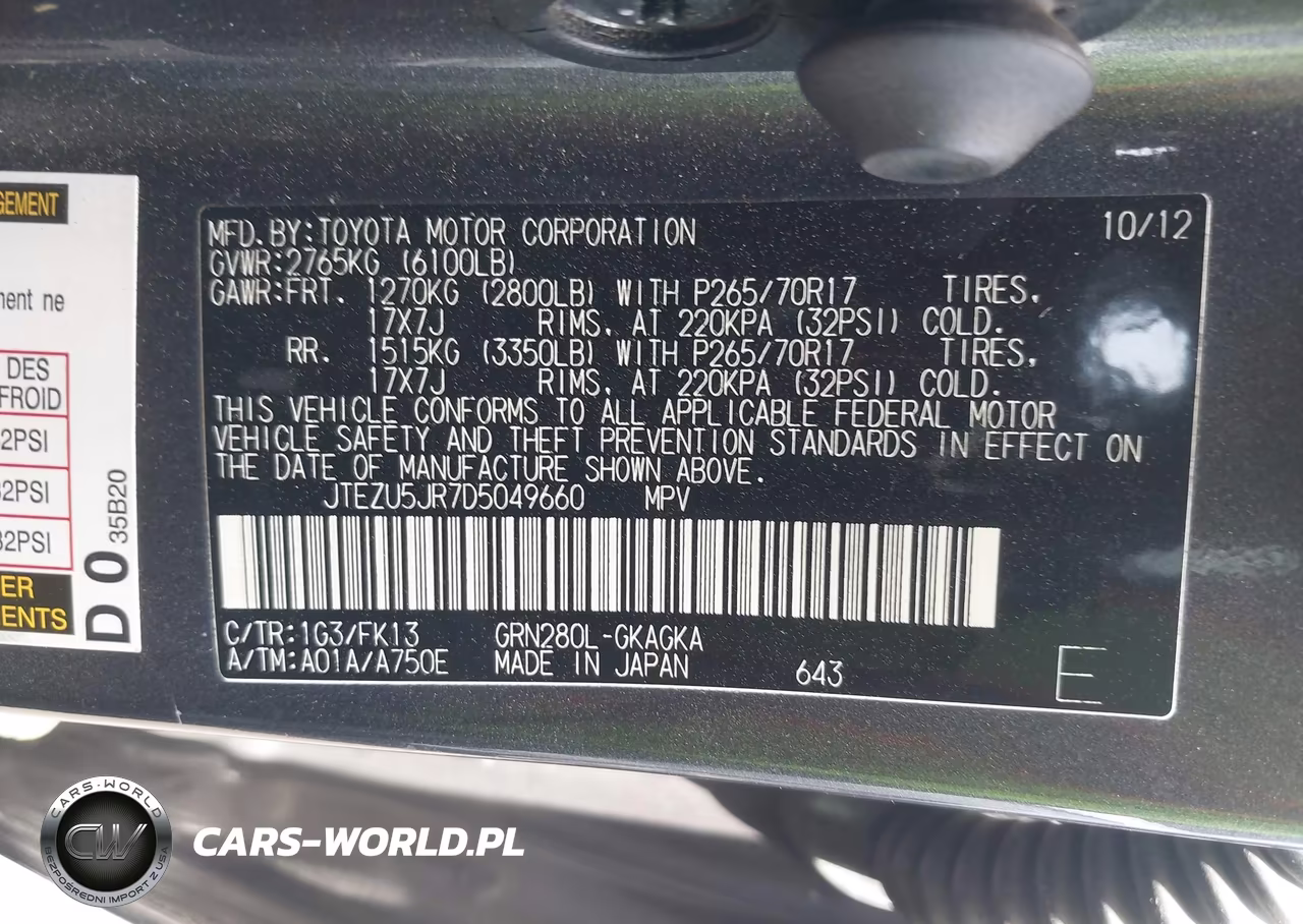 2013 Toyota 4Runner Sr5 VIN:JTEZU5JR7D5049660 - 9