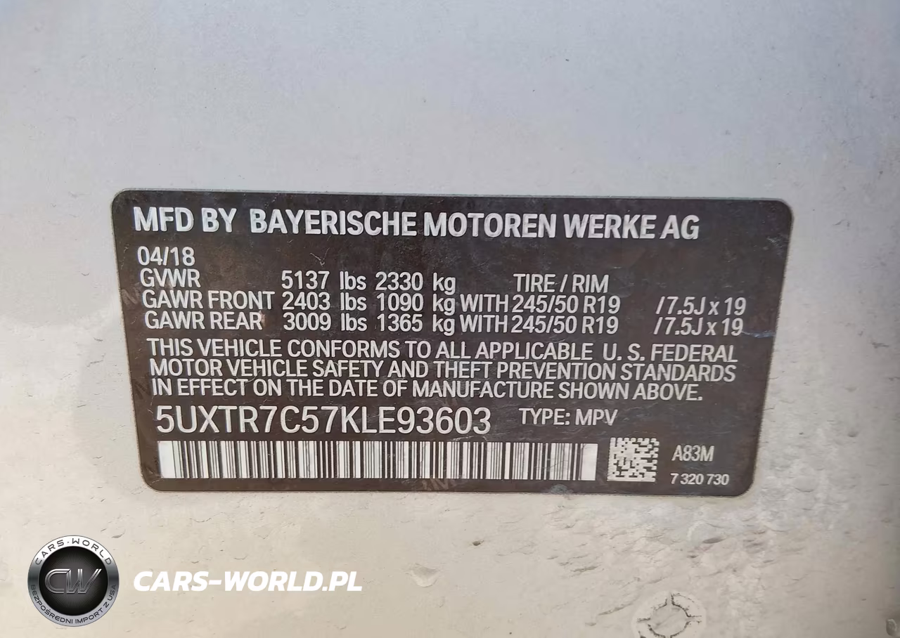 2019 BMW X3 Sdrive30I VIN:5UXTR7C57KLE93603 - 9