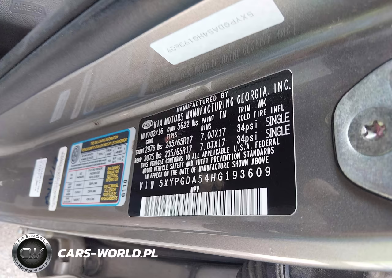 2017 Kia Sorento 3.3L Lx VIN:5XYPGDA54HG193609 - 9