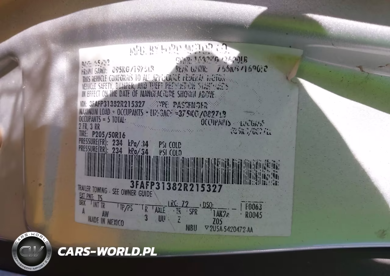 2002 Ford Focus Zx3 Base-Zx3 Premium-Zx3 Pwr Premium VIN:3FAFP31382R215327 - 9