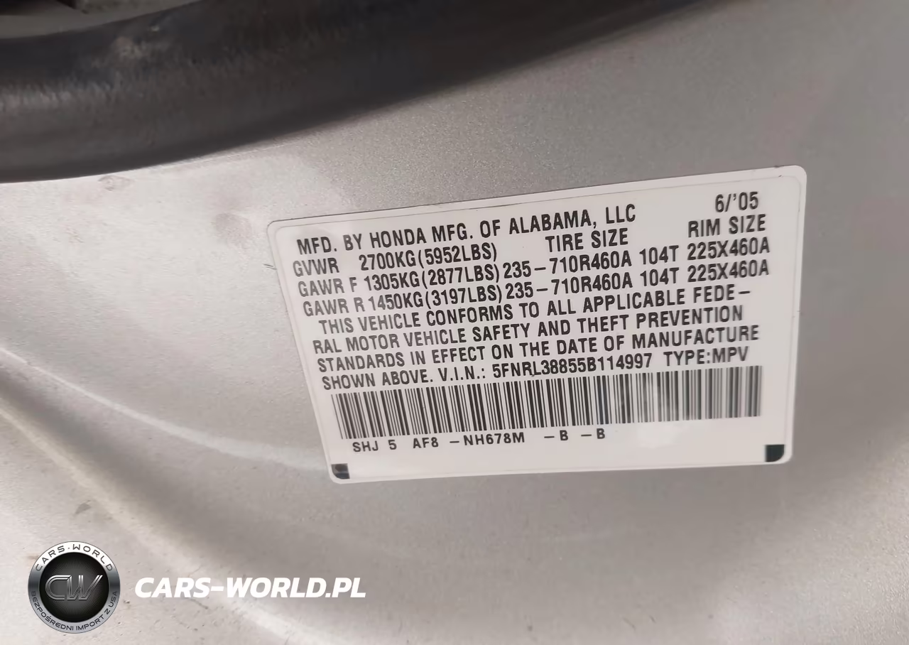 2005 Honda Odyssey Touring VIN:5FNRL38855B114997 - 9