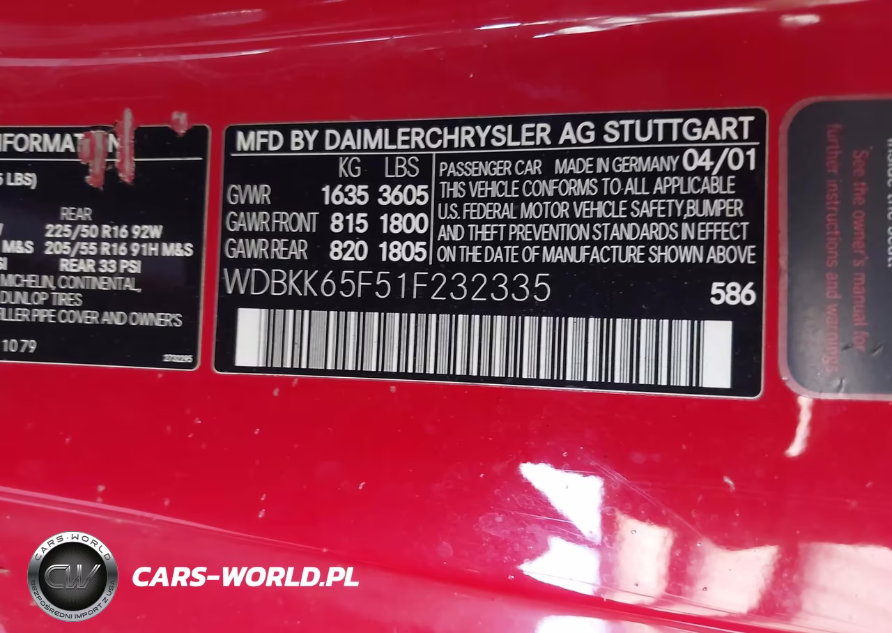 2001 Mercedes-Benz Slk 320 VIN:WDBKK65F51F232335 - 9