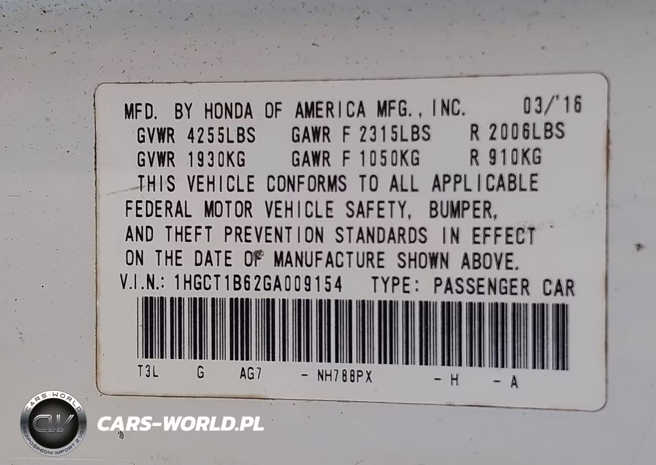 2016 Honda Accord Ex-L VIN:1HGCT1B62GA009154 - 9