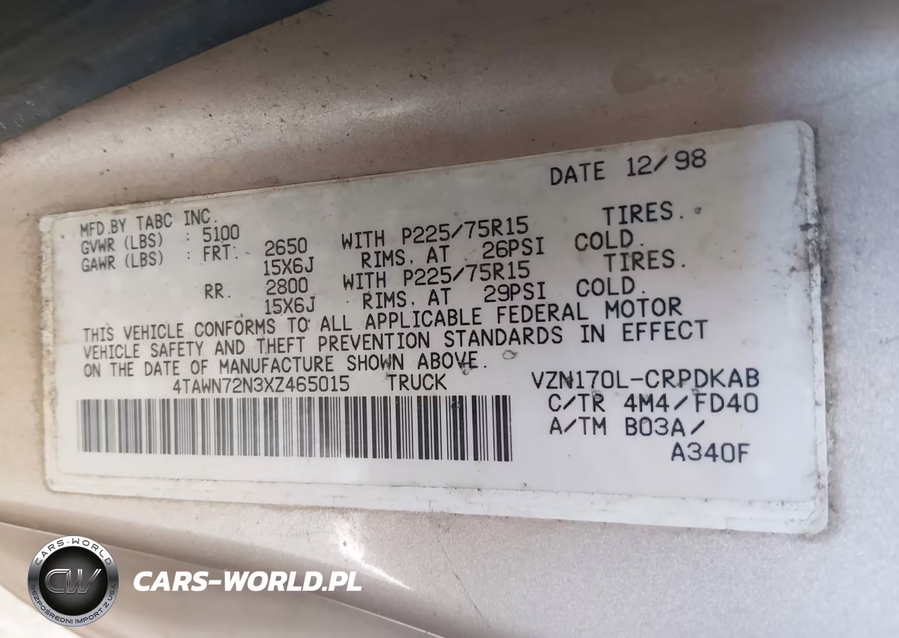 1999 Toyota Tacoma VIN:4TAWN72N3XZ465015 - 9