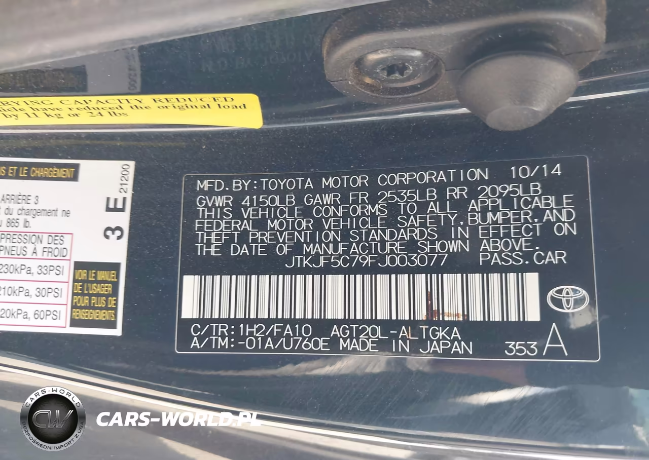 2015 Scion Tc VIN:JTKJF5C79FJ003077 - 9