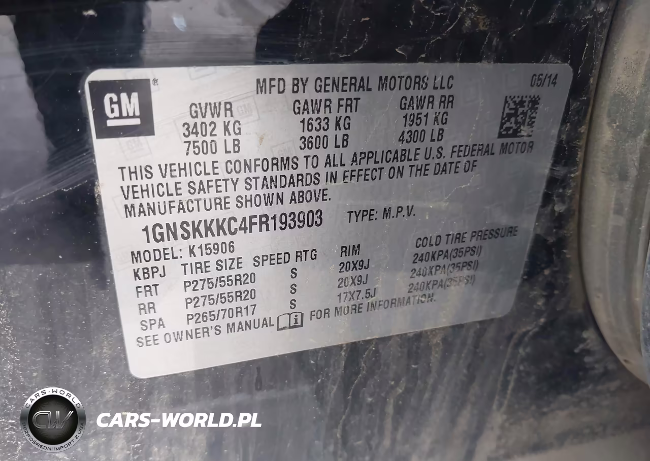 2015 Chevrolet Suburban 1500 Ltz VIN:1GNSKKKC4FR193903 - 9