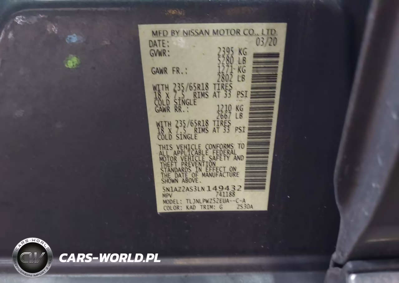 2020 Nissan Murano S VIN:5N1AZ2AS3LN149432 - 9