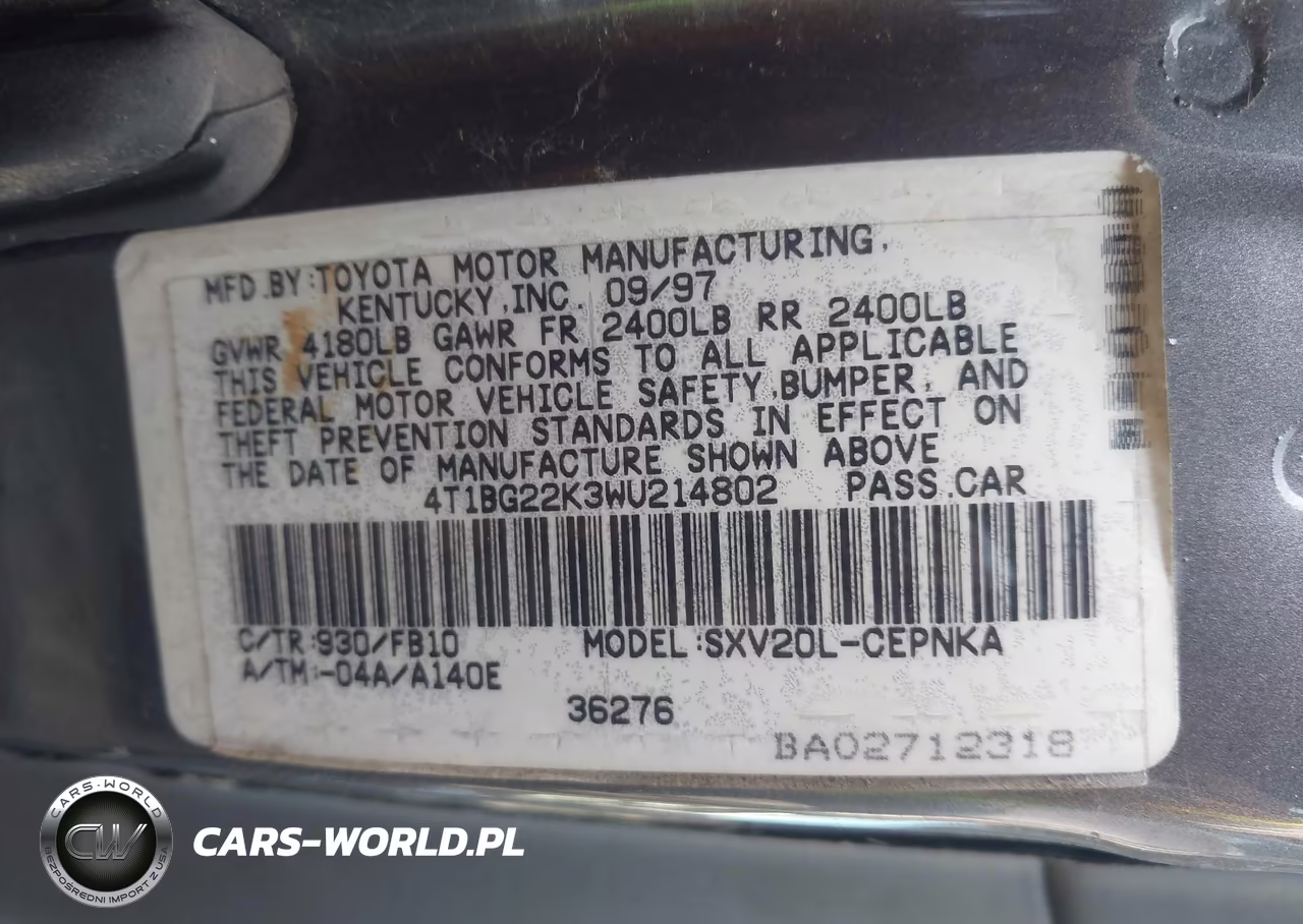 1998 Toyota Camry Le VIN:4T1BG22K3WU214802 - 9