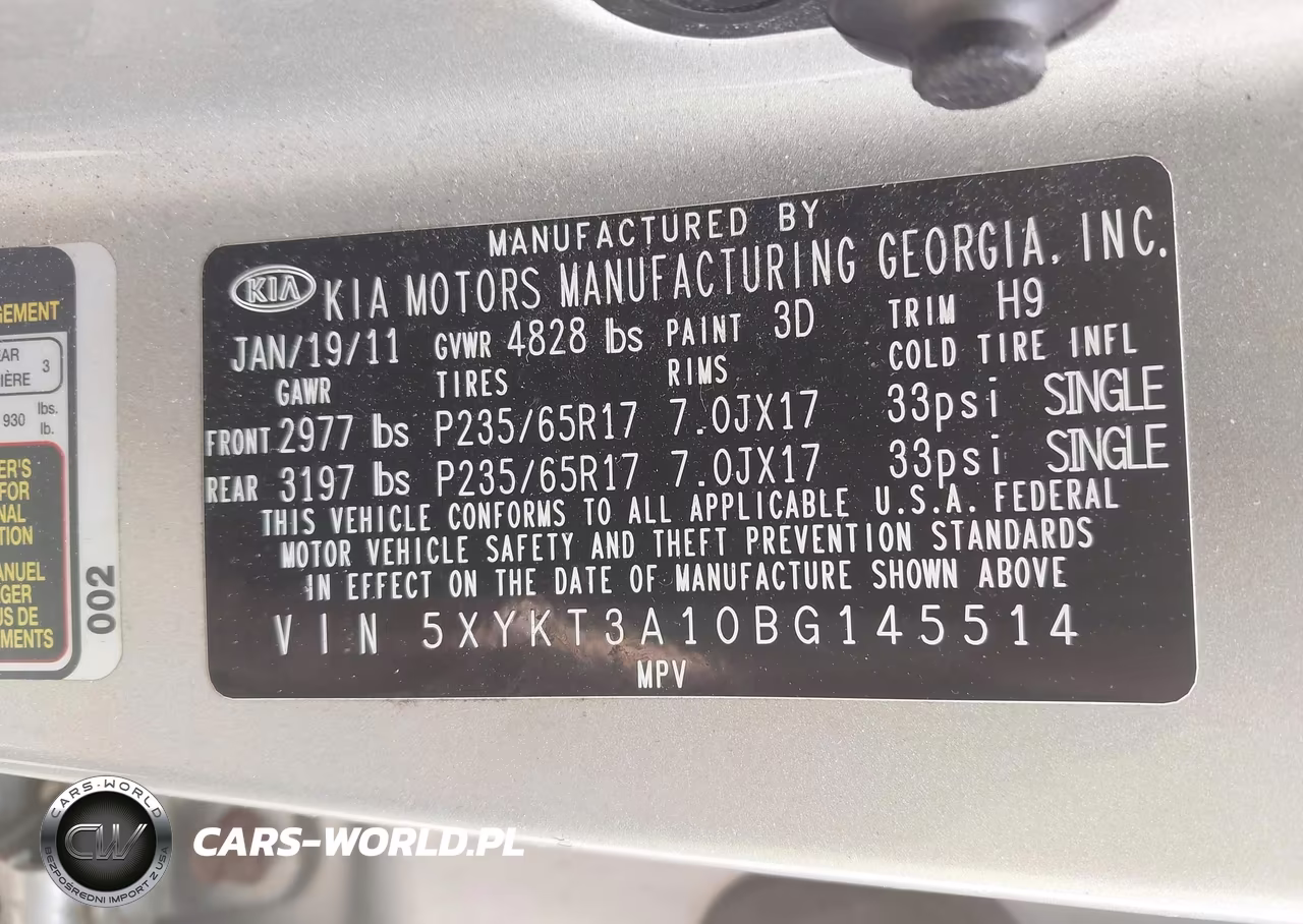 2011 Kia Sorento VIN:5XYKT3A10BG145514 - 9