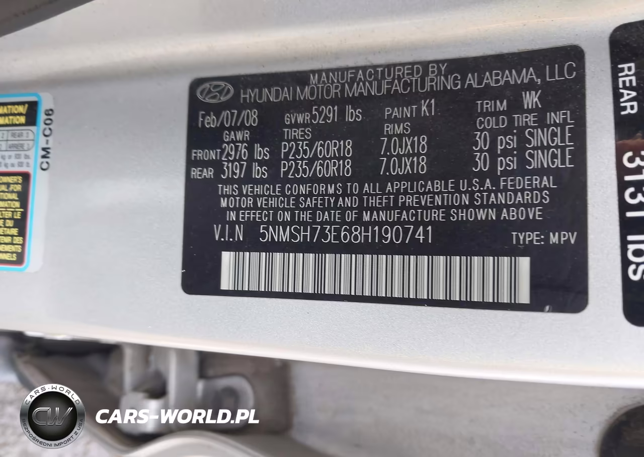 2008 Hyundai Santa Fe Limited-Se VIN:5NMSH73E68H190741 - 9