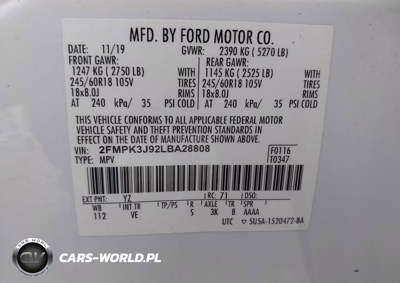 2020 Ford Edge Sel VIN:2FMPK3J92LBA28808 - 9