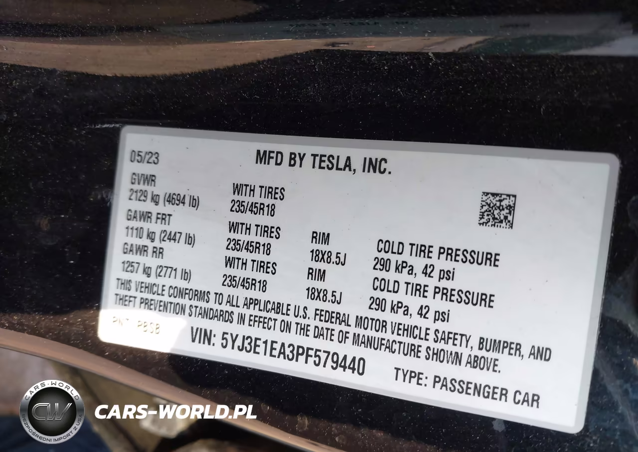 2023 Tesla Model 3 Rear-Wheel Drive VIN:5YJ3E1EA3PF579440 - 9